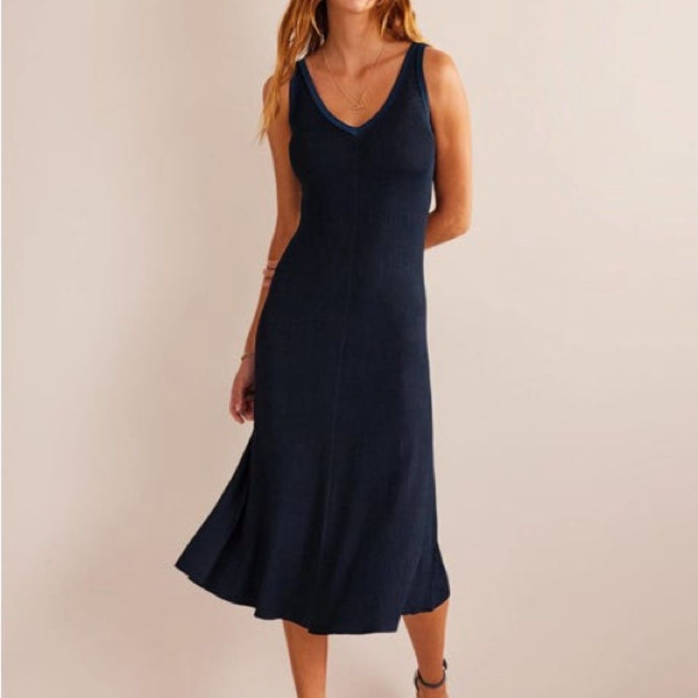 Boden‎ V-Neck Knitted Maxi Dress Navy 12P NWT IN PACKAGE